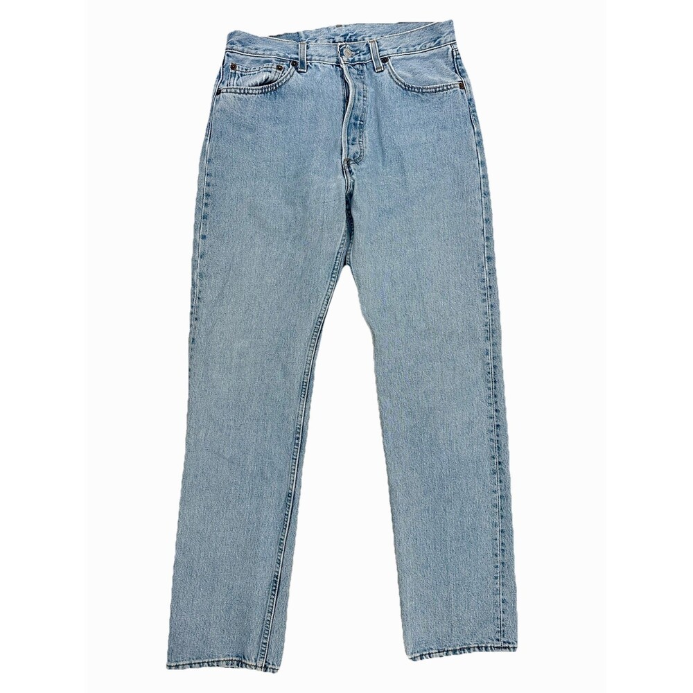 Levi's 501 Straight Leg Jeans Light Blue Cotton Button Fly Regular Fit Men